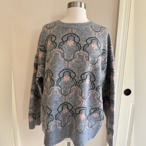 Urban Revivo Gray and Pink Patterned Women's Sweater